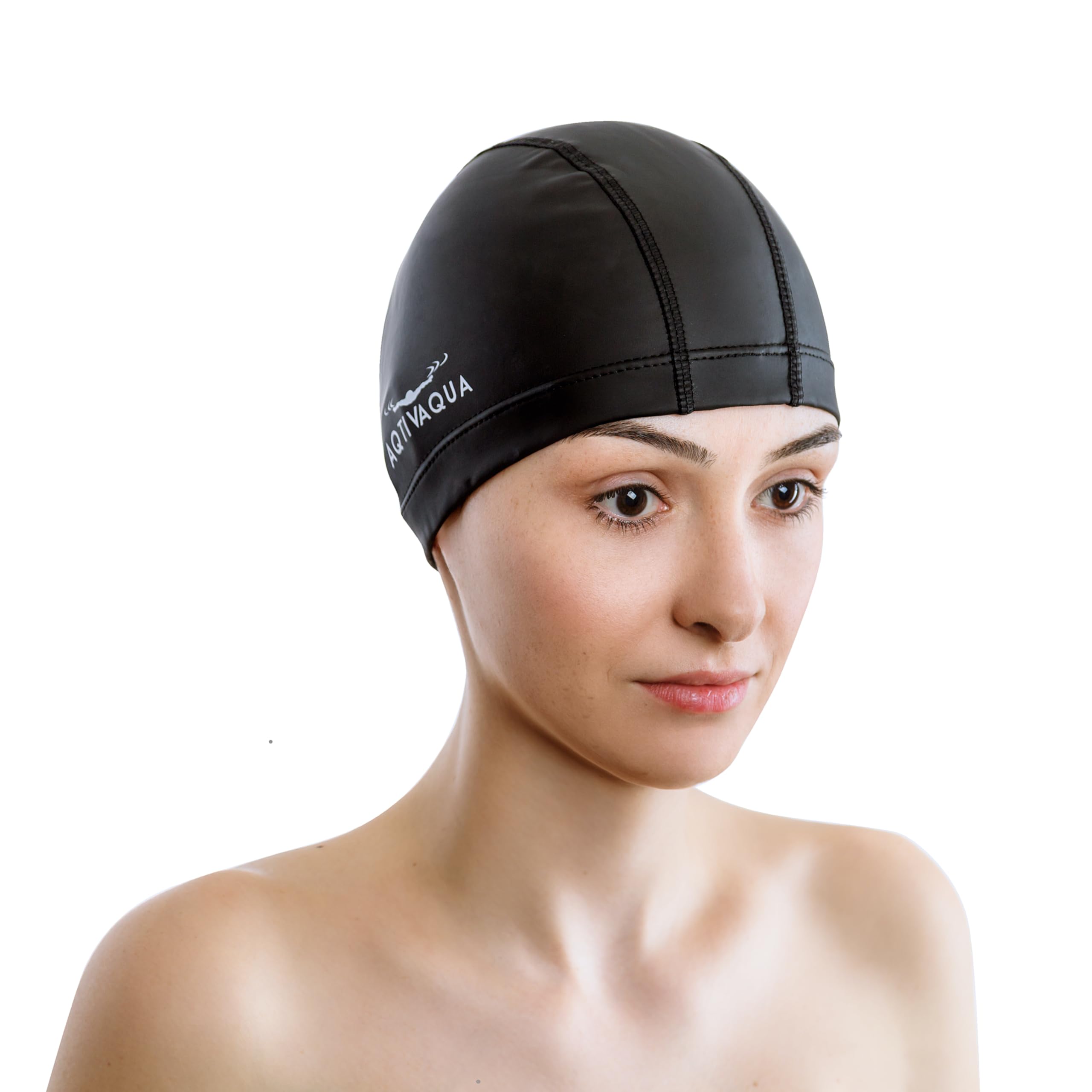 Amazon | (Black) - AqtivAqua Spandex Swim Cap with Protective PU